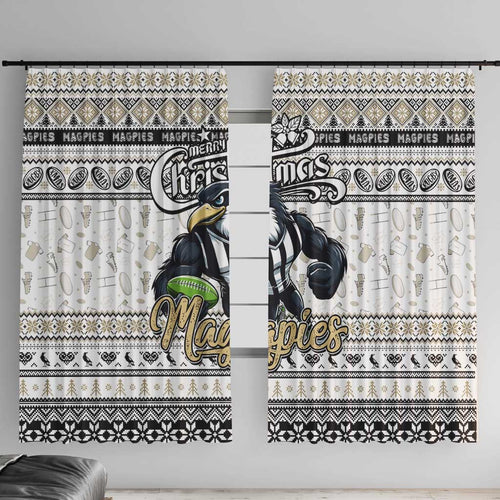 Magpies Football Xmas Window Curtain Australia AFL Mascot