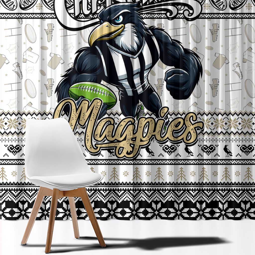 Magpies Football Xmas Window Curtain Australia AFL Mascot
