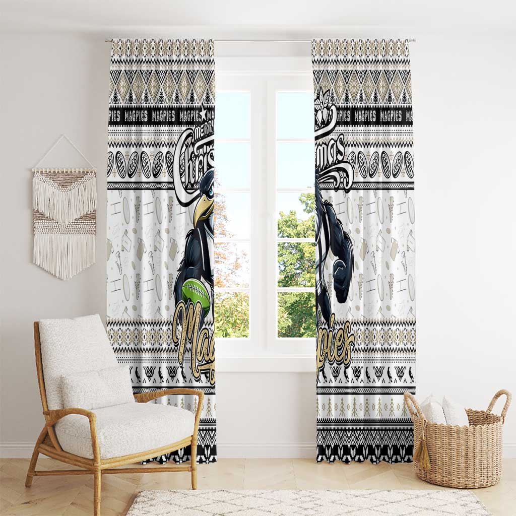 Magpies Football Xmas Window Curtain Australia AFL Mascot