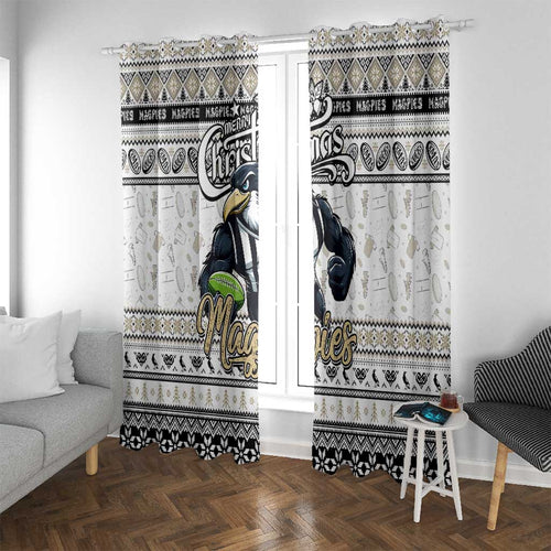 Magpies Football Xmas Window Curtain Australia AFL Mascot