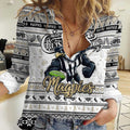 Personalized Magpies Rugby Xmas Women Casual Shirt Australia AFL Mascot