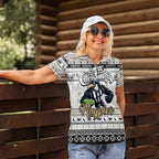 Personalized Magpies Rugby Xmas Women Polo Shirt Australia AFL Mascot