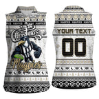 Personalized Magpies Rugby Xmas Women Sleeveless Polo Shirt Australia AFL Mascot