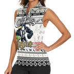Personalized Magpies Rugby Xmas Women Sleeveless Polo Shirt Australia AFL Mascot