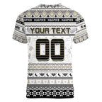 Personalized Magpies Rugby Xmas Women V-Neck T-Shirt Australia AFL Mascot