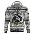 Personalized Magpies Rugby Xmas Zip Hoodie Australia AFL Mascot