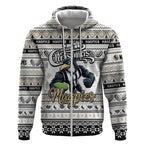Personalized Magpies Rugby Xmas Zip Hoodie Australia AFL Mascot