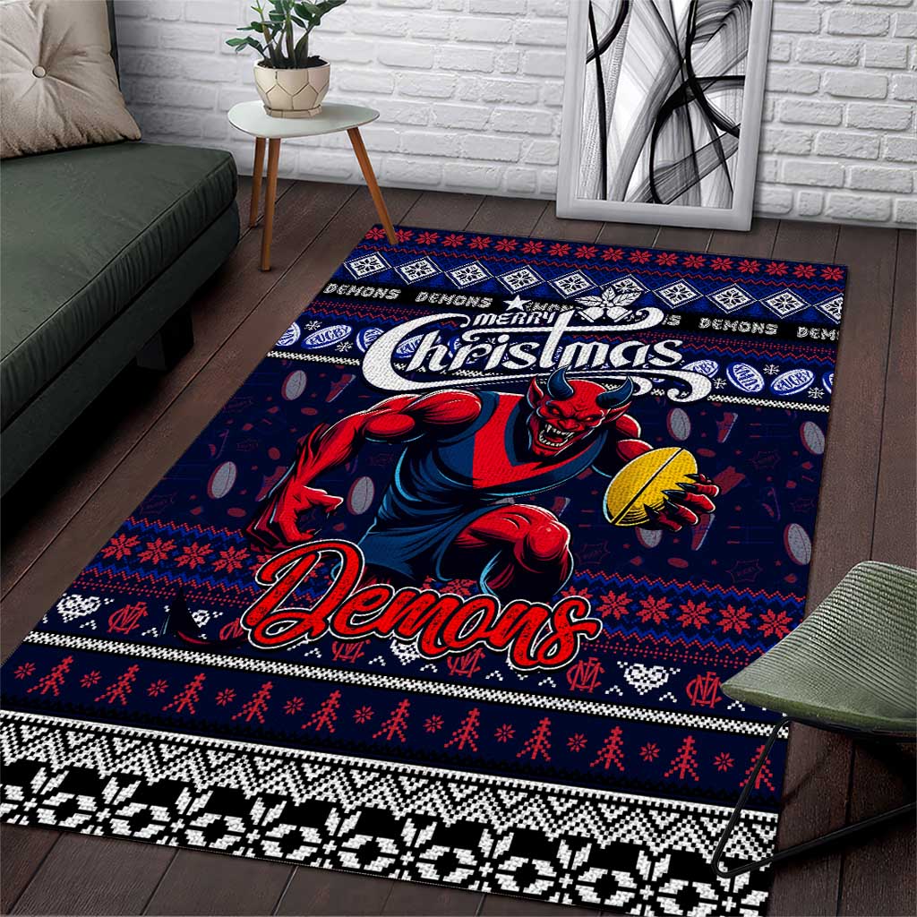 Demons Football Xmas Area Rug Australia AFL Mascot