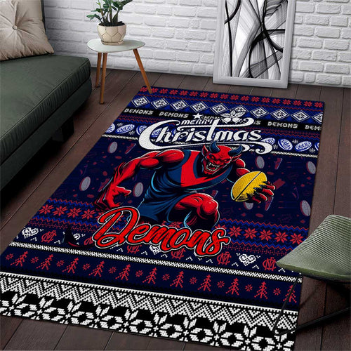 Demons Football Xmas Area Rug Australia AFL Mascot