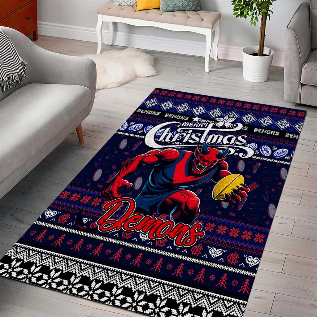 Demons Football Xmas Area Rug Australia AFL Mascot