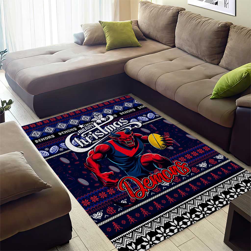 Demons Football Xmas Area Rug Australia AFL Mascot