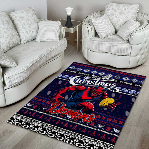 Demons Football Xmas Area Rug Australia AFL Mascot