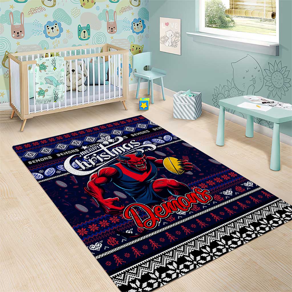 Demons Football Xmas Area Rug Australia AFL Mascot