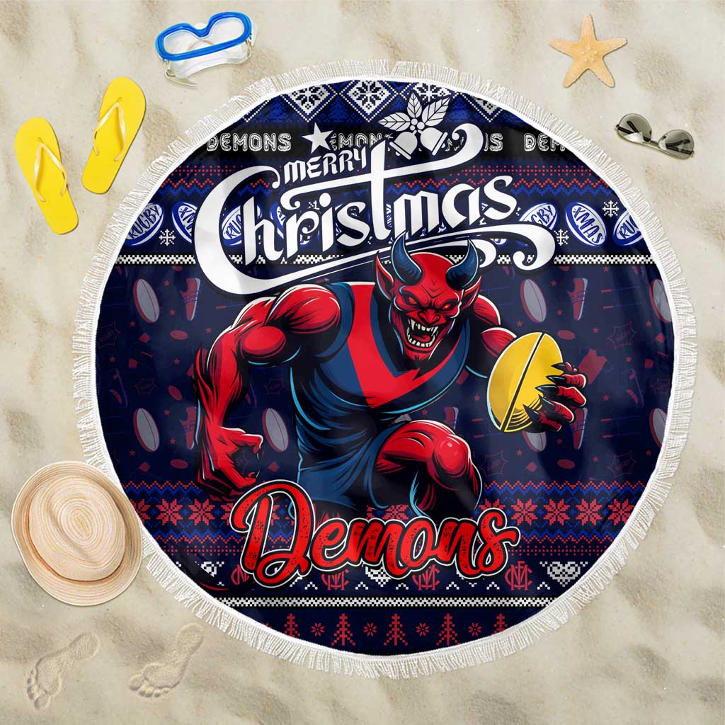 Demons Football Xmas Beach Blanket Australia AFL Mascot