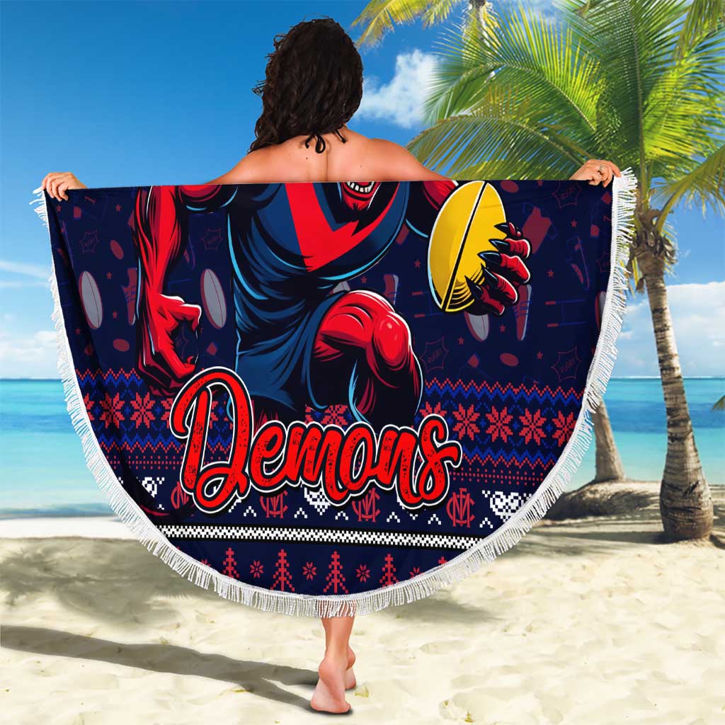 Demons Football Xmas Beach Blanket Australia AFL Mascot