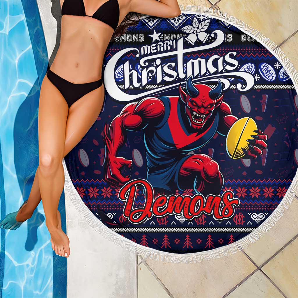 Demons Football Xmas Beach Blanket Australia AFL Mascot