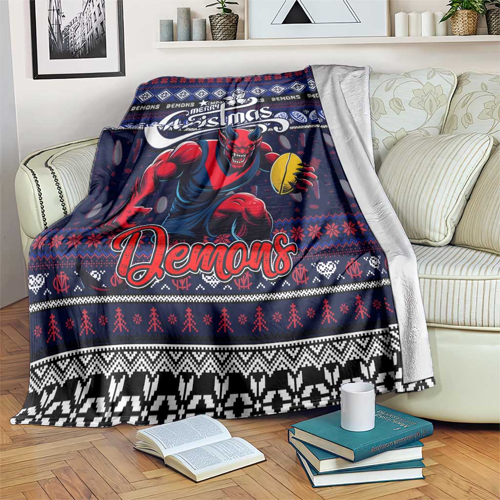 Demons Football Xmas Blanket Australia AFL Mascot