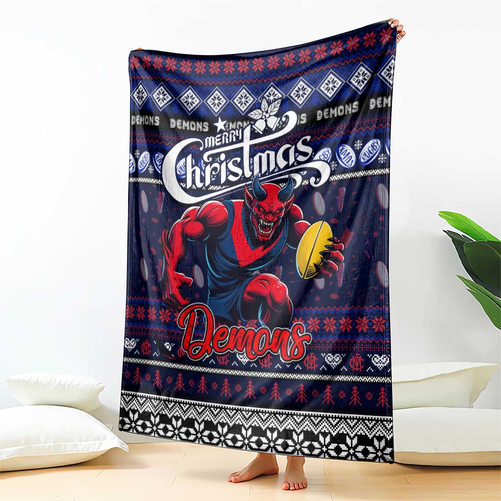 Demons Football Xmas Blanket Australia AFL Mascot