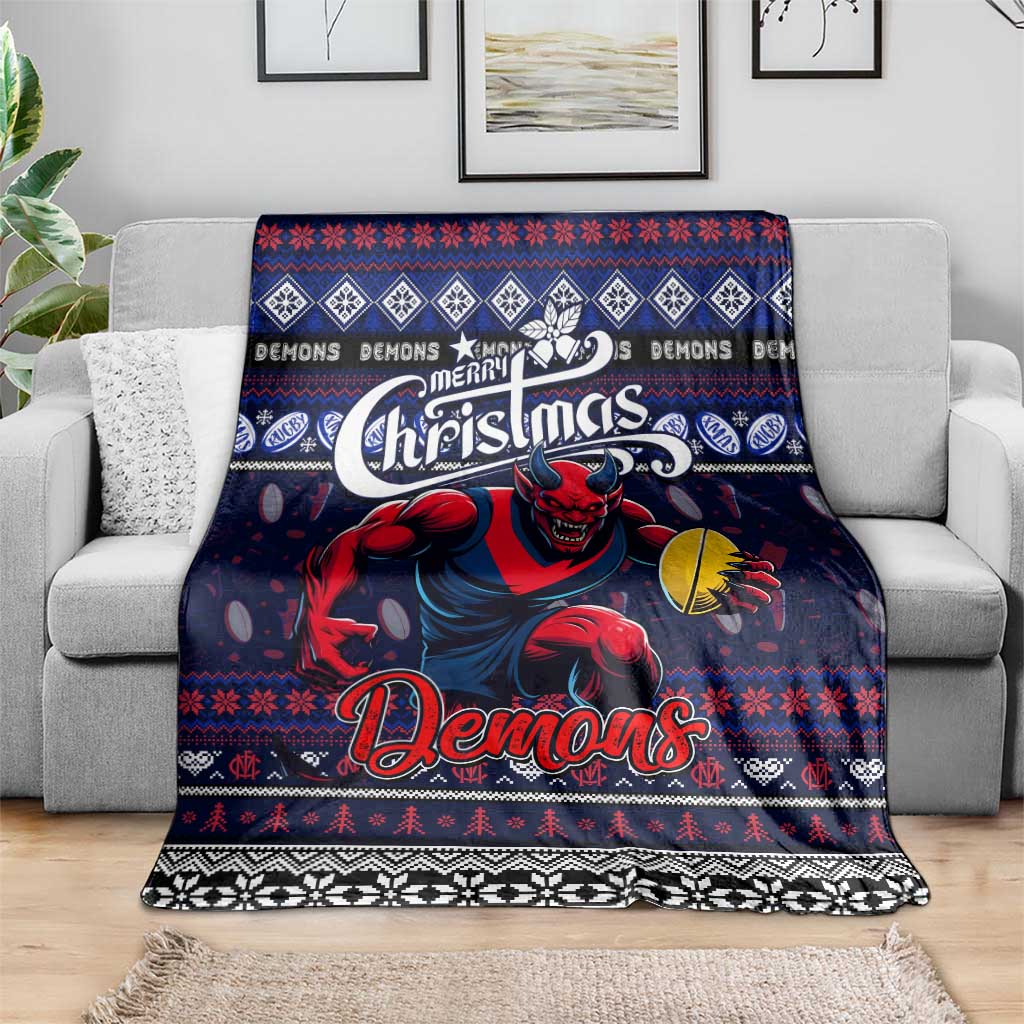 Demons Football Xmas Blanket Australia AFL Mascot