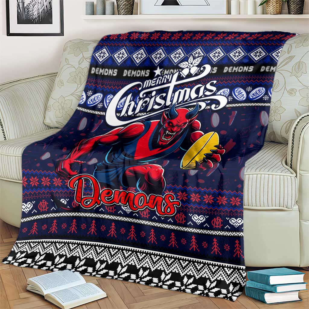Demons Football Xmas Blanket Australia AFL Mascot