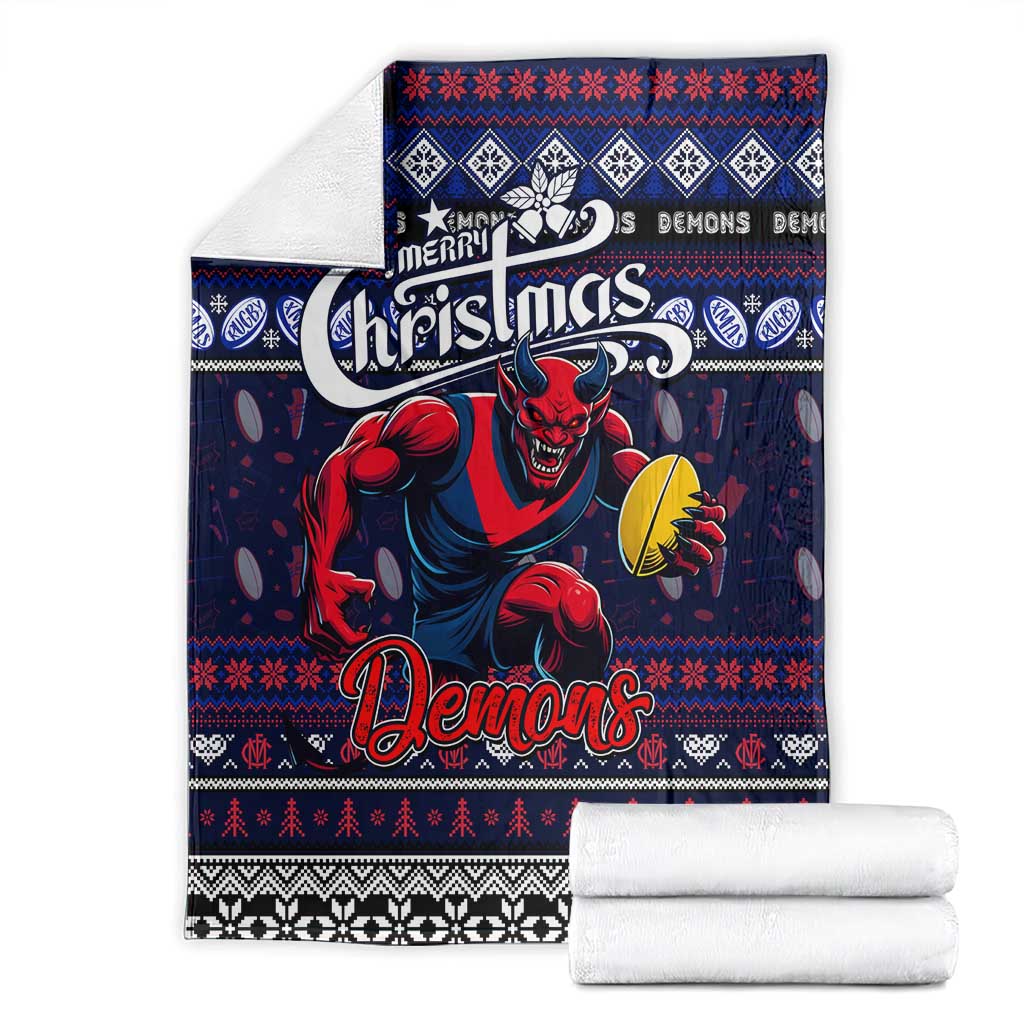 Demons Football Xmas Blanket Australia AFL Mascot