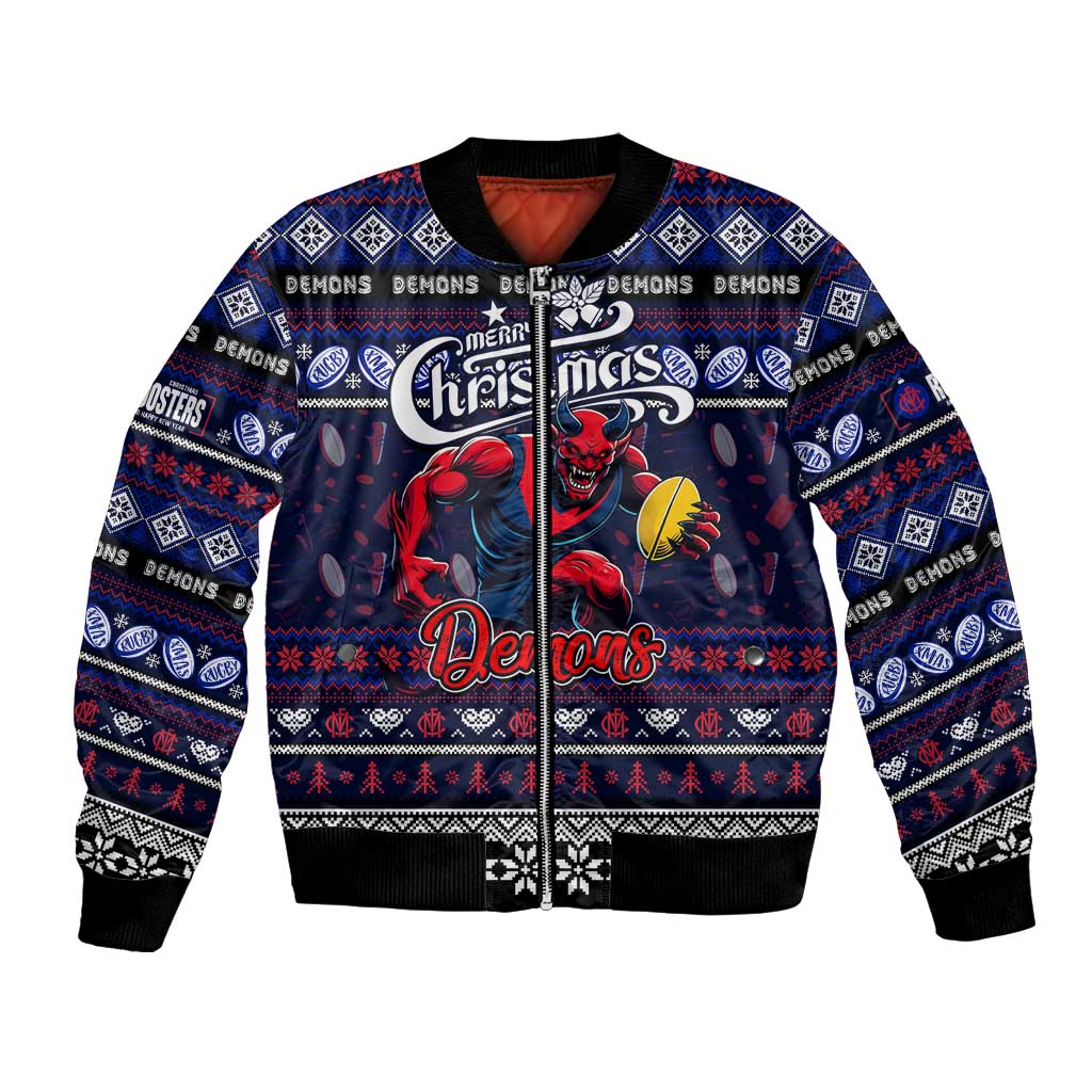 Personalized Demons Rugby Xmas Bomber Jacket Australia AFL Mascot