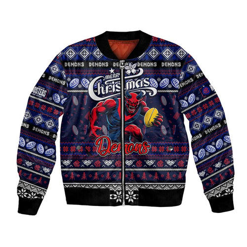 Personalized Demons Rugby Xmas Bomber Jacket Australia AFL Mascot