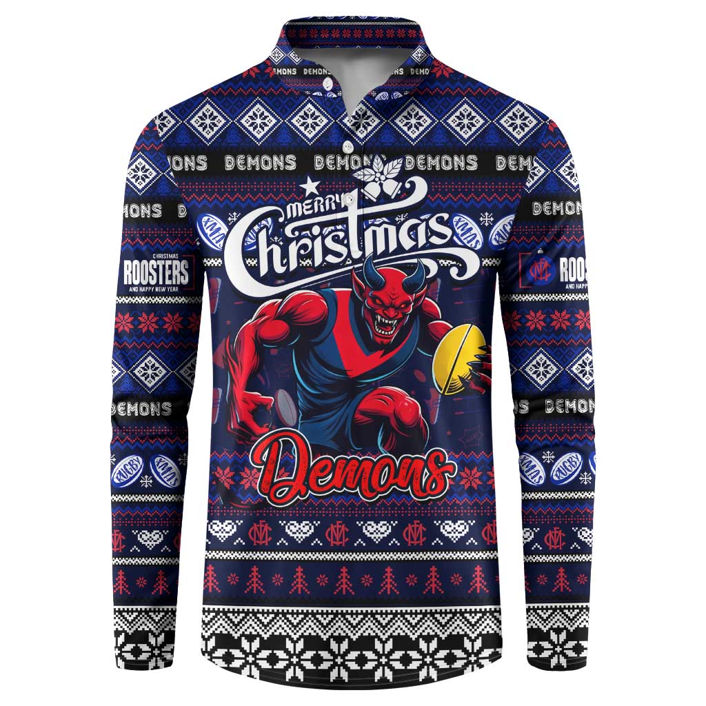 Personalized Demons Rugby Xmas Button Sweatshirt Australia AFL Mascot