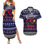 Personalized Demons Rugby Xmas Couples Matching Summer Maxi Dress and Hawaiian Shirt Australia AFL Mascot