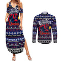 Personalized Demons Rugby Xmas Couples Matching Summer Maxi Dress and Long Sleeve Button Shirt Australia AFL Mascot