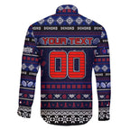 Personalized Demons Rugby Xmas Family Matching Long Sleeve Bodycon Dress and Hawaiian Shirt Australia AFL Mascot