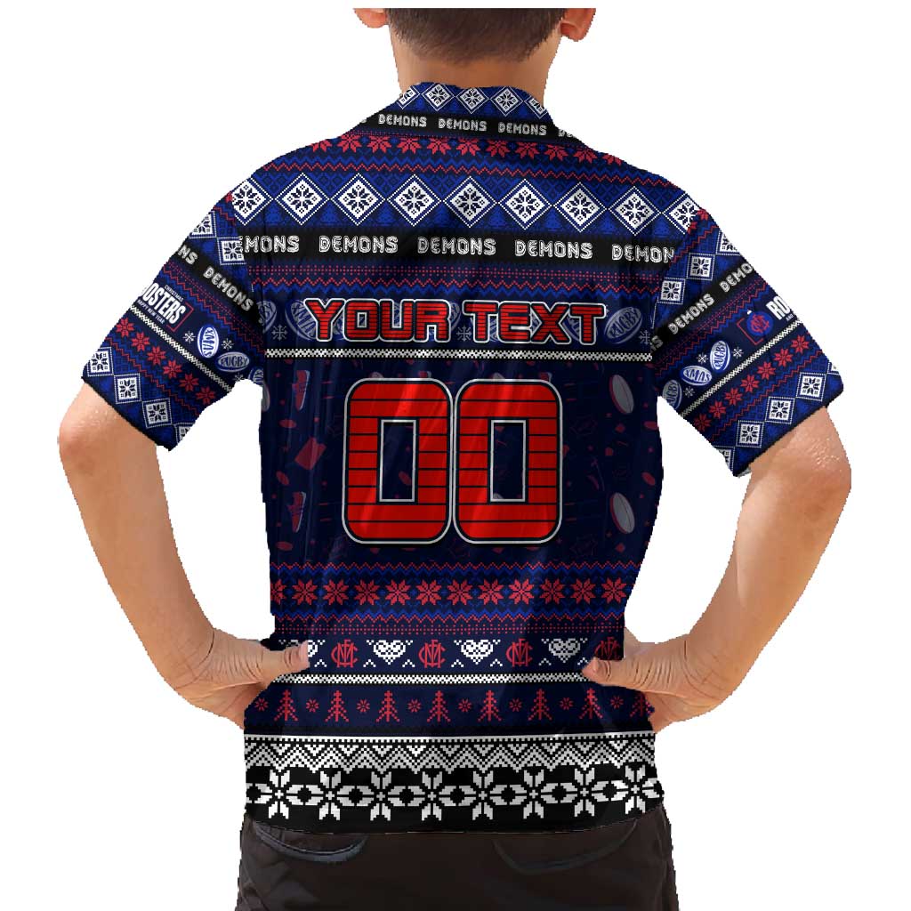 Personalized Demons Rugby Xmas Family Matching Mermaid Dress and Hawaiian Shirt Australia AFL Mascot