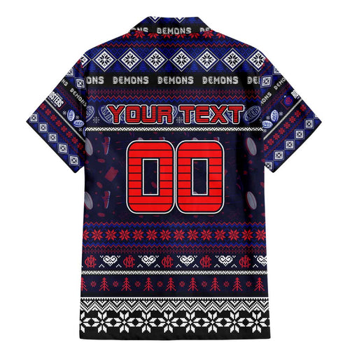 Personalized Demons Rugby Xmas Family Matching Mermaid Dress and Hawaiian Shirt Australia AFL Mascot