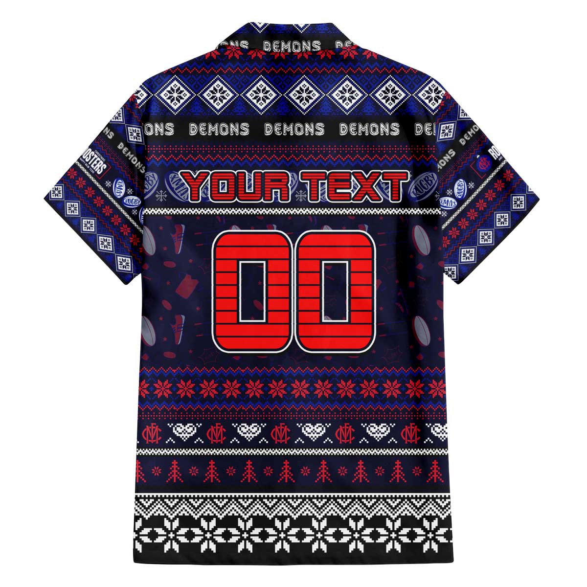 Personalized Demons Rugby Xmas Family Matching Off The Shoulder Long Sleeve Dress and Hawaiian Shirt Australia AFL Mascot