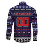 Personalized Demons Rugby Xmas Family Matching Off The Shoulder Long Sleeve Dress and Hawaiian Shirt Australia AFL Mascot