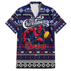 Personalized Demons Rugby Xmas Family Matching Off Shoulder Short Dress and Hawaiian Shirt Australia AFL Mascot