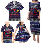 Personalized Demons Rugby Xmas Family Matching Puletasi and Hawaiian Shirt Australia AFL Mascot