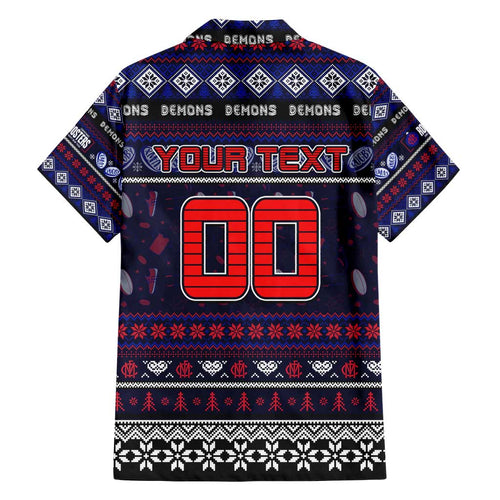 Personalized Demons Rugby Xmas Family Matching Puletasi and Hawaiian Shirt Australia AFL Mascot