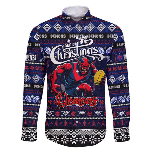 Personalized Demons Rugby Xmas Family Matching Puletasi and Hawaiian Shirt Australia AFL Mascot