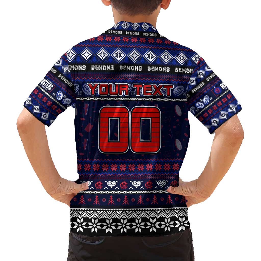 Personalized Demons Rugby Xmas Family Matching Tank Maxi Dress and Hawaiian Shirt Australia AFL Mascot