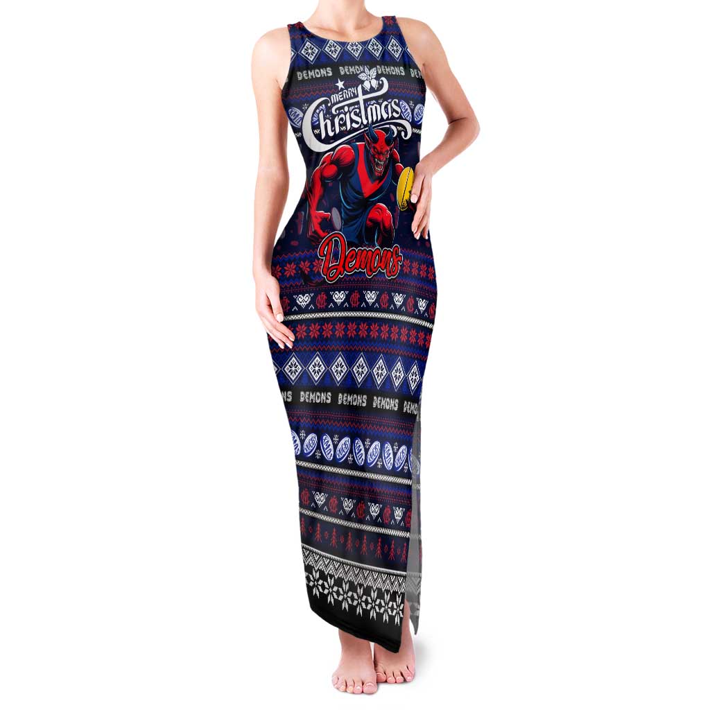 Personalized Demons Rugby Xmas Family Matching Tank Maxi Dress and Hawaiian Shirt Australia AFL Mascot