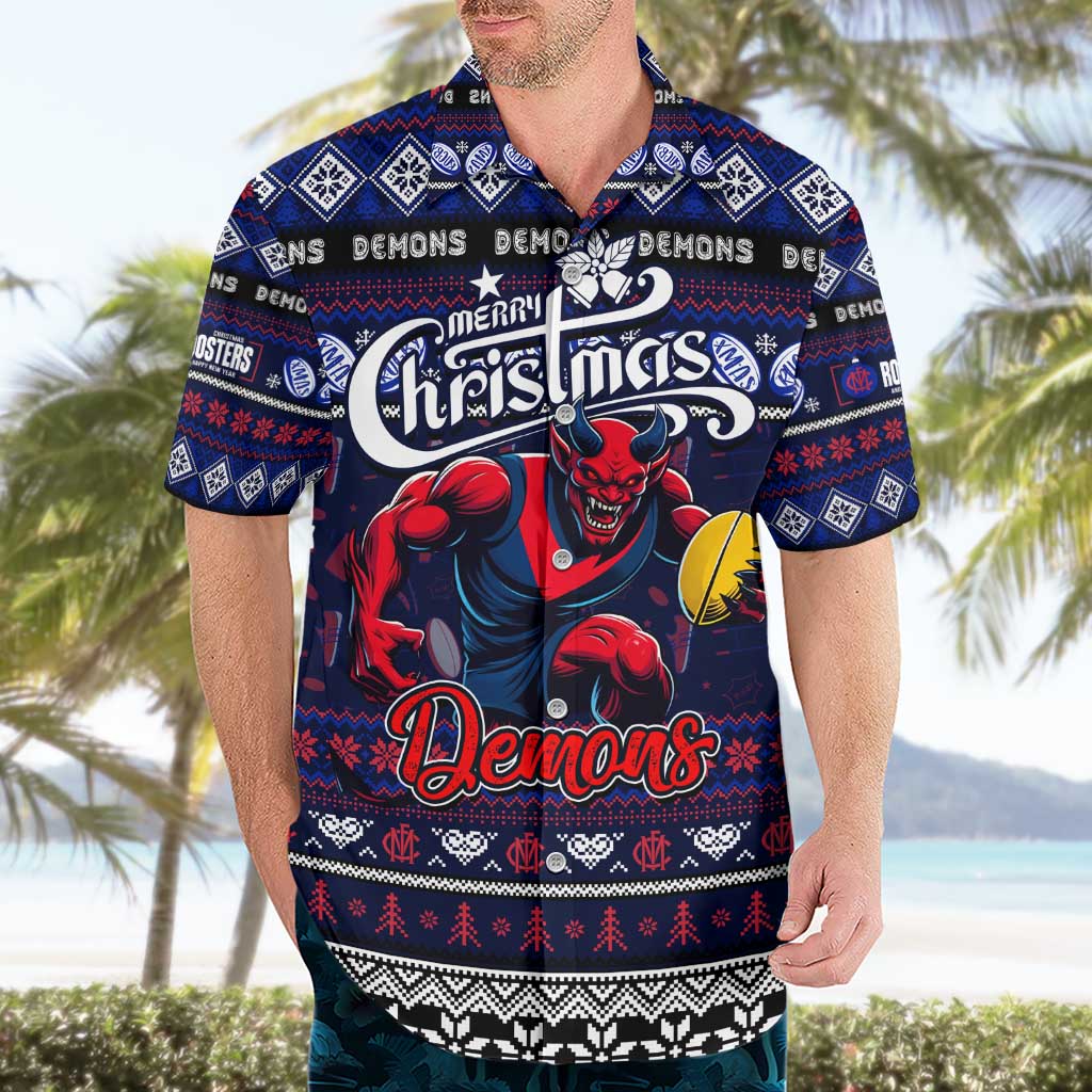 Personalized Demons Rugby Xmas Hawaiian Shirt Australia AFL Mascot