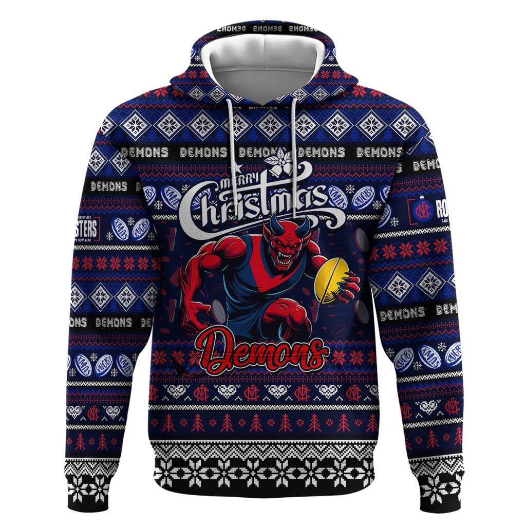 Personalized Demons Rugby Xmas Hoodie Australia AFL Mascot