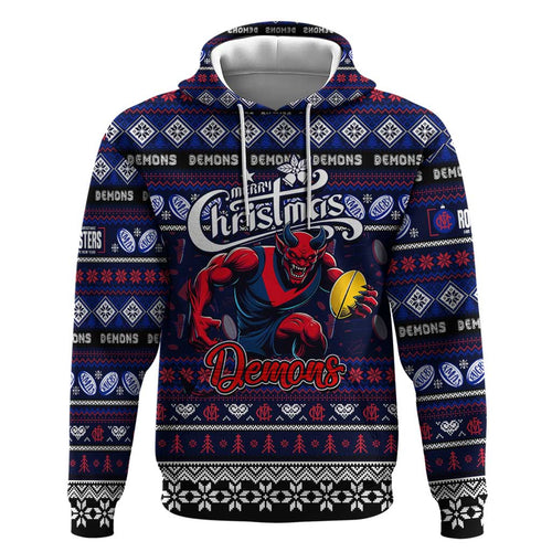 Personalized Demons Rugby Xmas Hoodie Australia AFL Mascot