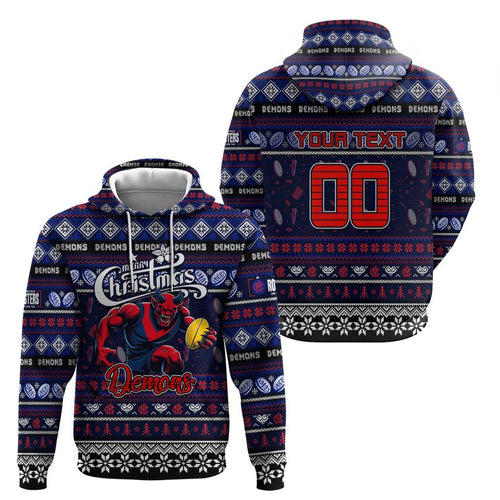 Personalized Demons Rugby Xmas Hoodie Australia AFL Mascot