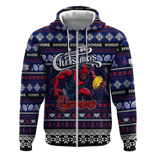 Personalized Demons Rugby Xmas Hoodie Australia AFL Mascot