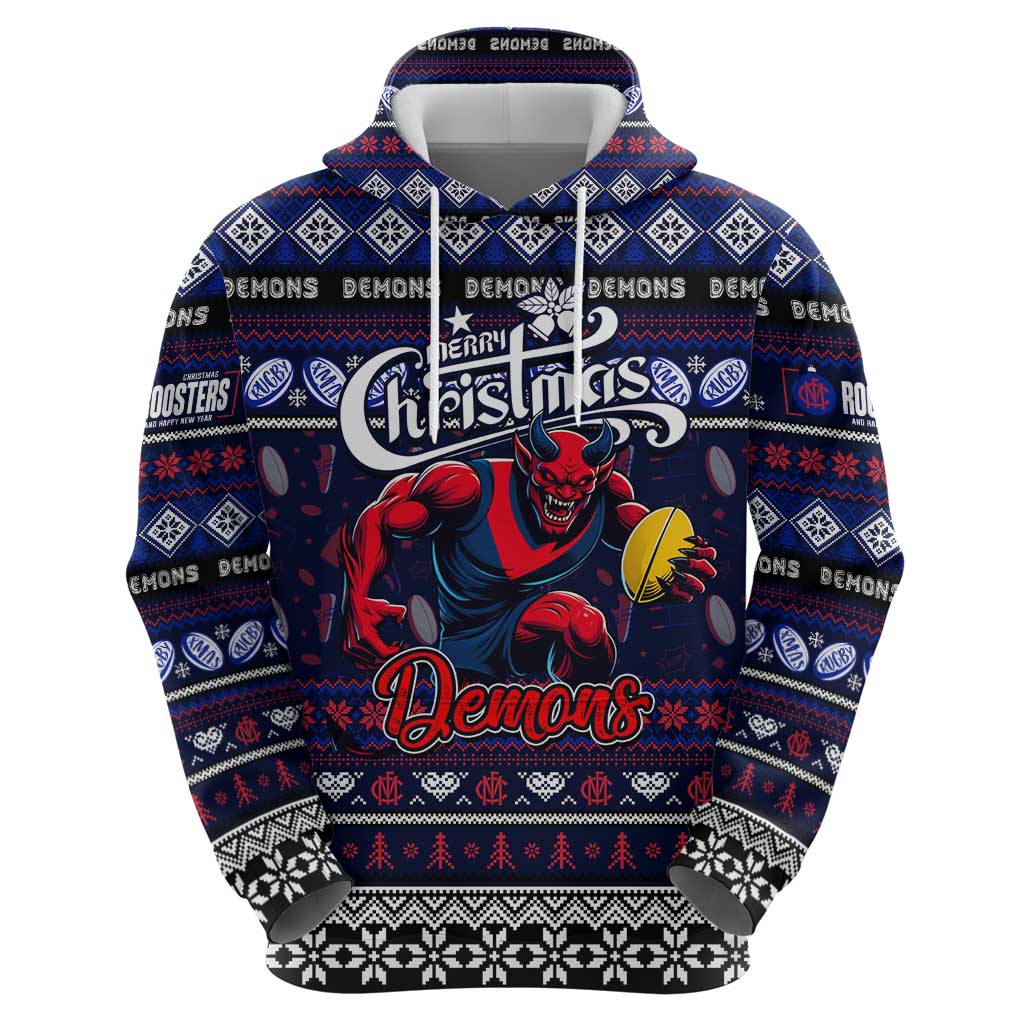 Personalized Demons Rugby Xmas Hoodie Australia AFL Mascot