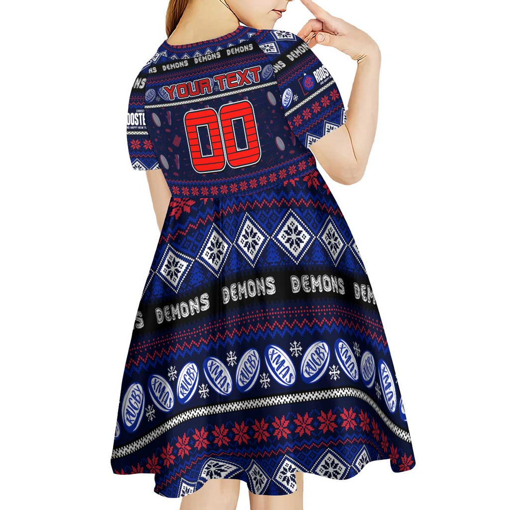 Personalized Demons Rugby Xmas Kid Short Sleeve Dress Australia AFL Mascot