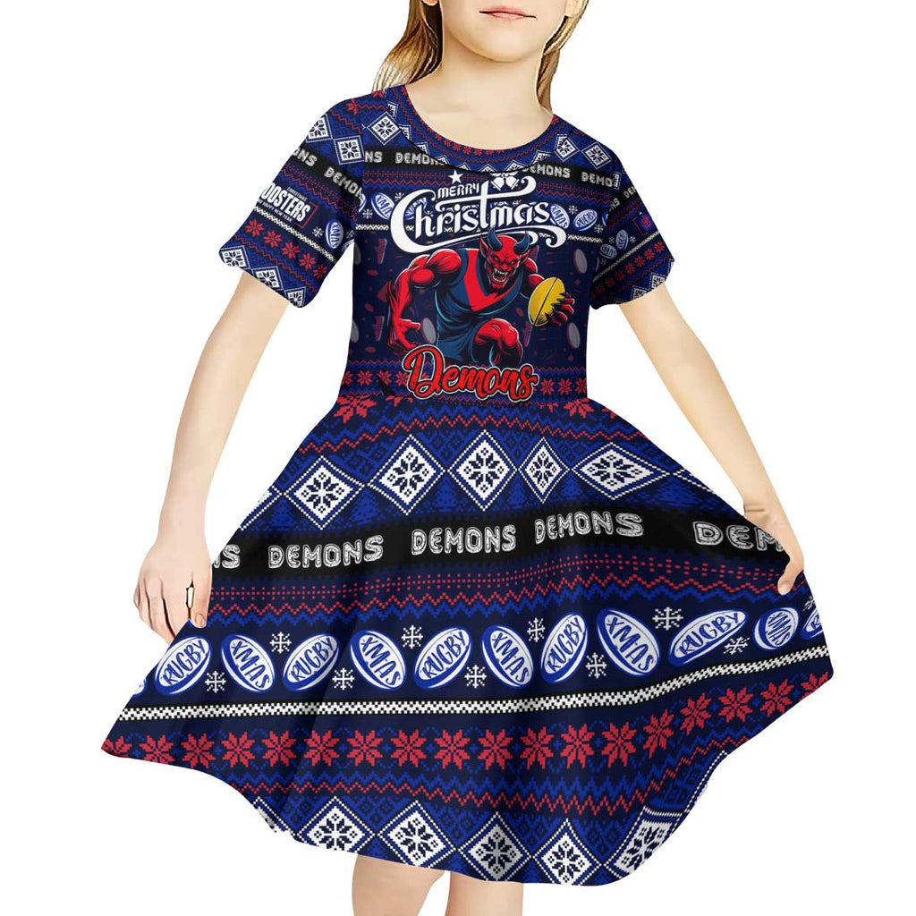 Personalized Demons Rugby Xmas Kid Short Sleeve Dress Australia AFL Mascot