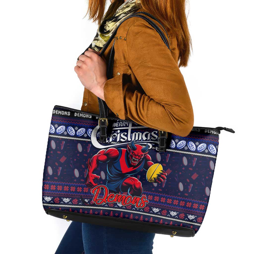 Demons Football Xmas Leather Tote Bag Australia AFL Mascot